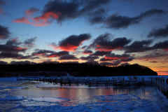 Sister Bay Pier Ice Sunset