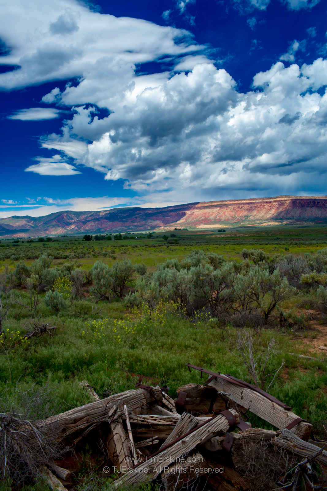 Antique Ranch Fence and Clouds