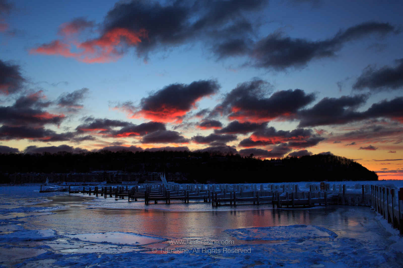 Sister Bay Pier Ice Sunset